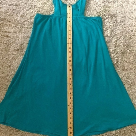 Celebrity Pink turquoise green halter top/dress. Handmade flowers . Size Large. - Picture 8 of 10